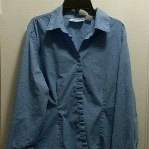 Chadwick's Women's Size 16 Blue Button Up Blouse
